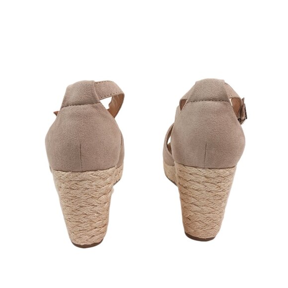 Style & Co Seleeney Sandals Womens 10 Wide Taupe Faux Suede Espadrille Wedge New - Picture 4 of 6